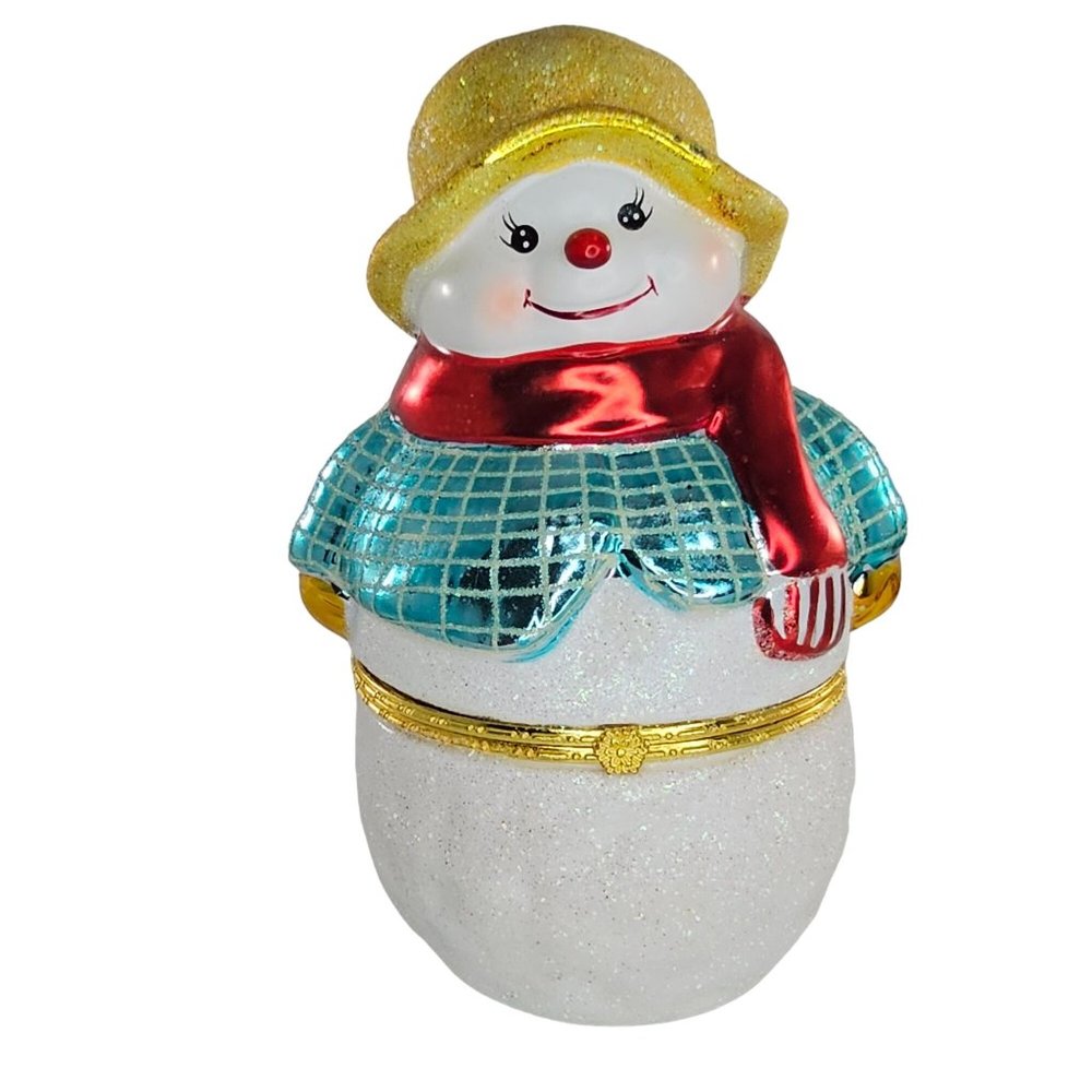 Christopher Radko Chilly Ball Snowman Trinket Box Glitter 2007